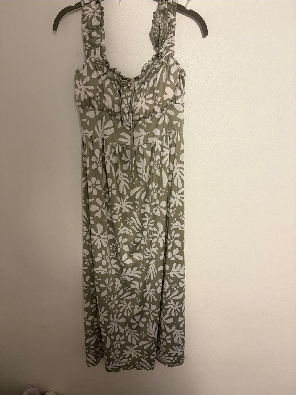 Derek Heart Olive Green and White Floral Maxi Dress